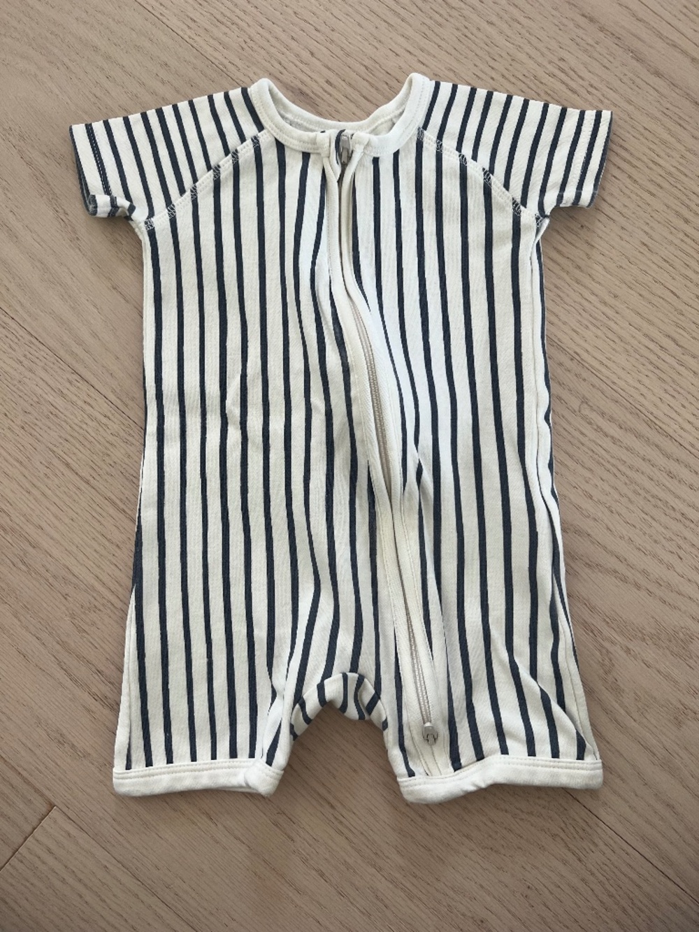 Pehr Organic Cotton Striped Zip Romper 3–6M